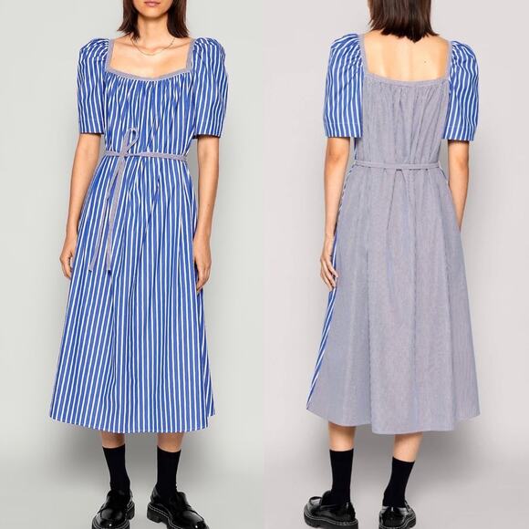 Baum und Pferdgarten Dresses & Skirts - Baum und Pferdgarten Aiko Mixed Stripe Organic Cotton Midi Dress, 8